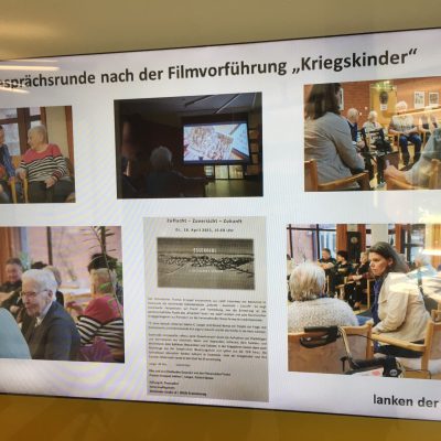 Info-Bildschirm im Seniorenheim nach der Veranstaltung